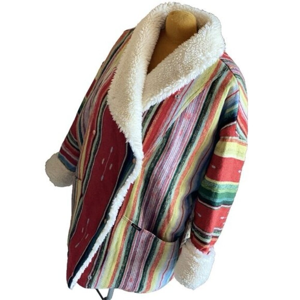 Wrangler + Lainey Wilson Sunburn Aztec Wool Coat Rodeo Ben Faux Sherpa sz XL - Picture 7 of 10